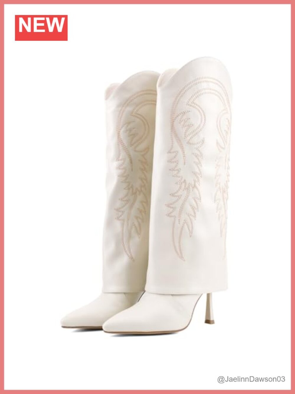 Women's Knee High Cowgirl Boots Pointed Toe Faux Leather Stiletto Heel Fold